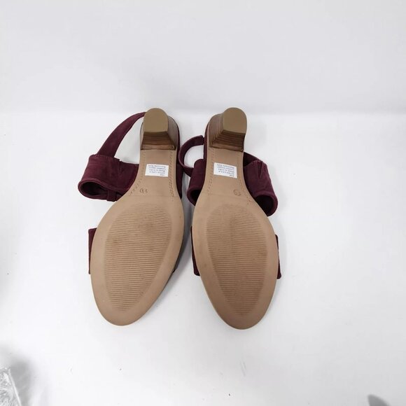 Coldwater Creek Walk With Me Suede Leather Burgundy Heeled Sandals Size 11 M - Picture 3 of 3